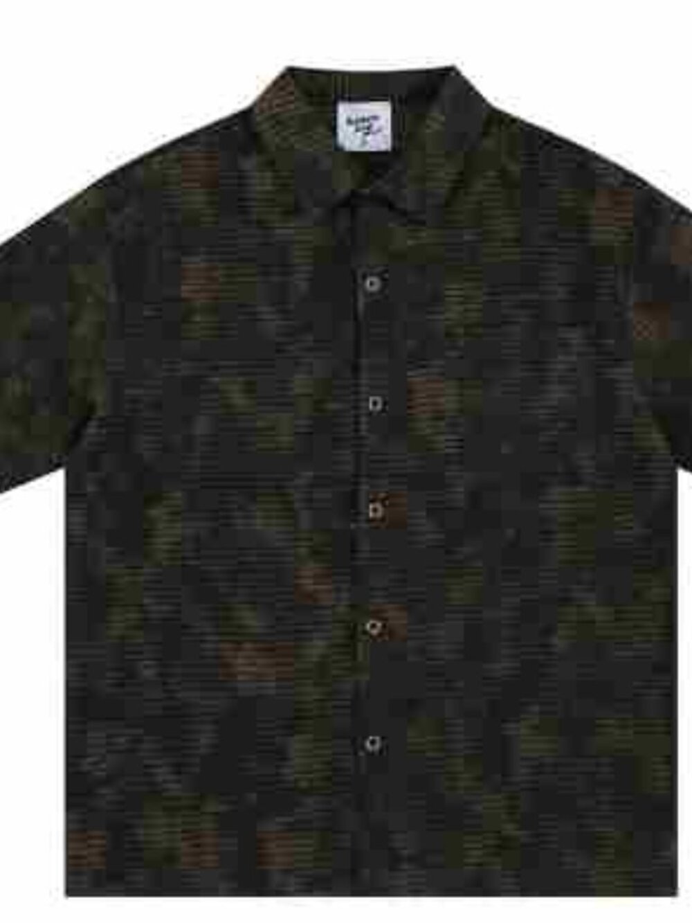Black Green Camo Plaid Short Sleeve Shirt